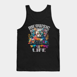 Meowsic Is Life :: Cat and Music Lover Tank Top